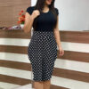 Women’s Elegant Office Dress – Plus Size Printed Midi Pencil Dress