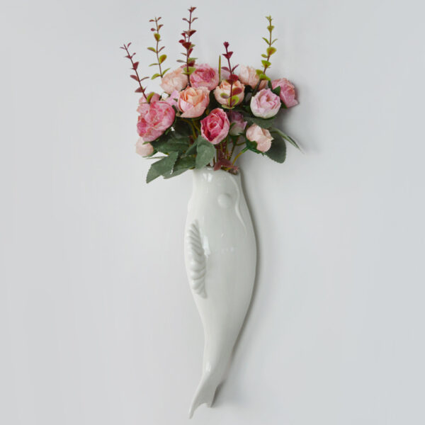3D Ceramic Goldfish Wall Vase – Modern Wall Hanging Mural Decoration for Home & Restaurant"