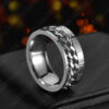 Titanium Steel Roman Letter Ring – Rotatable Chain Spinner Ring for Men & Couples
